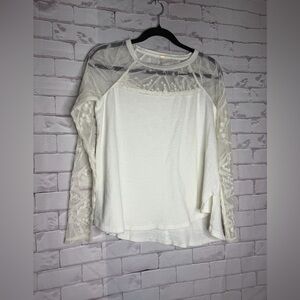 Free People Lace‎ Raglan Long Sleeve Top | Boho Romantic . Sz Small